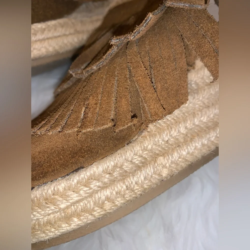 MINNETONKA suede fringe espadrille wedges women’s size 9 - Picture 8 of 17